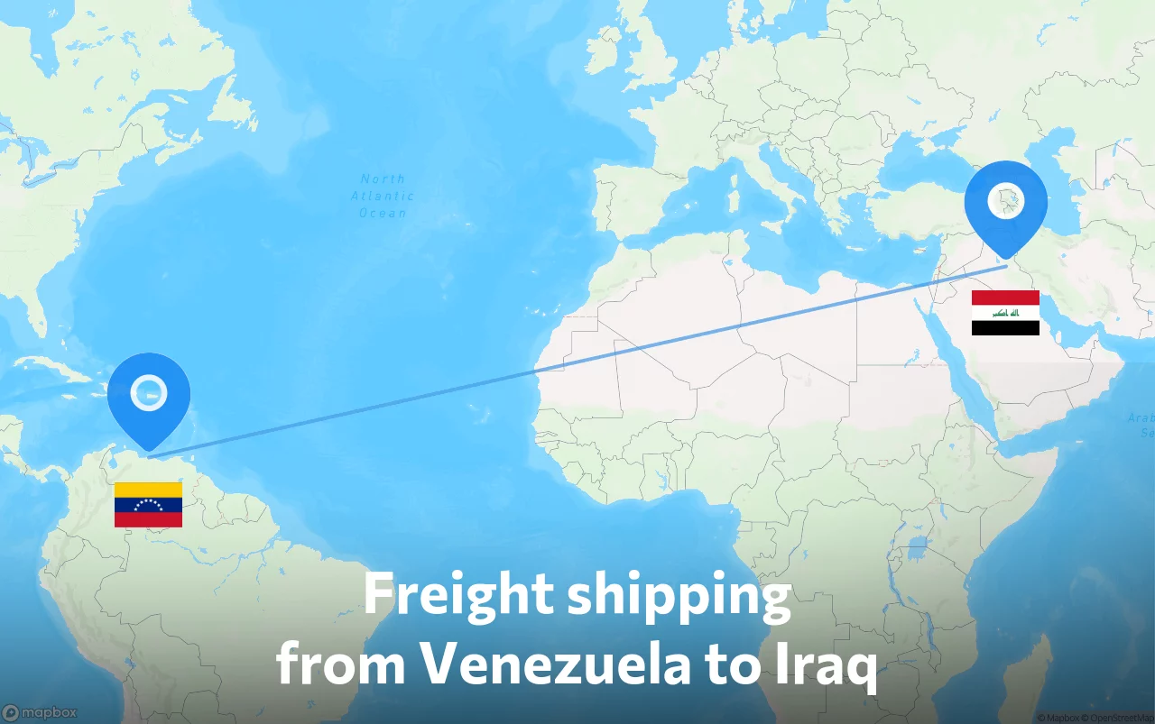 Shipping route from Venezuela to Iraq