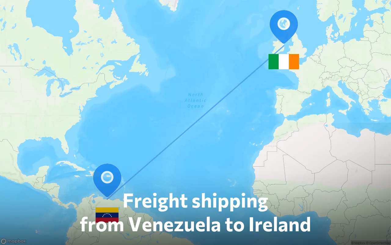 Shipping route from Venezuela to Ireland