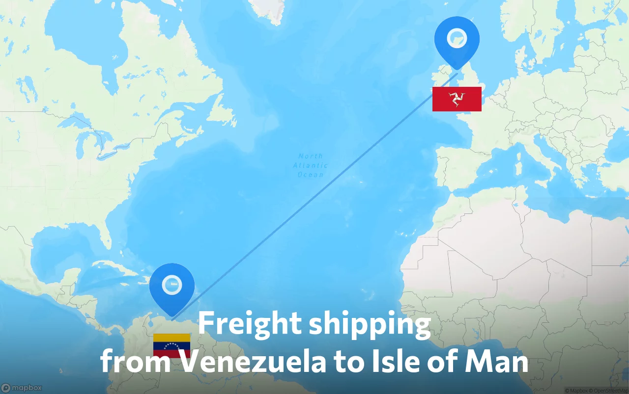 Shipping route from Venezuela to Isle of Man