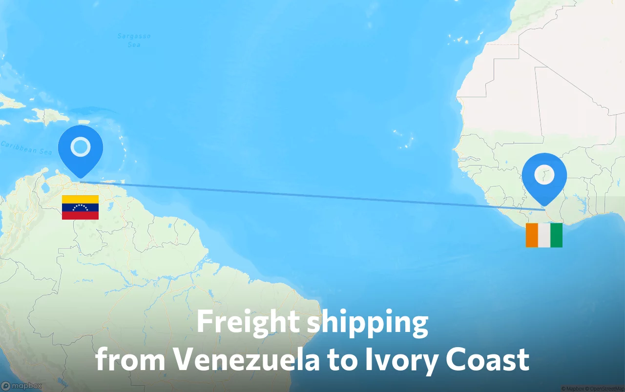 Shipping route from Venezuela to Ivory Coast