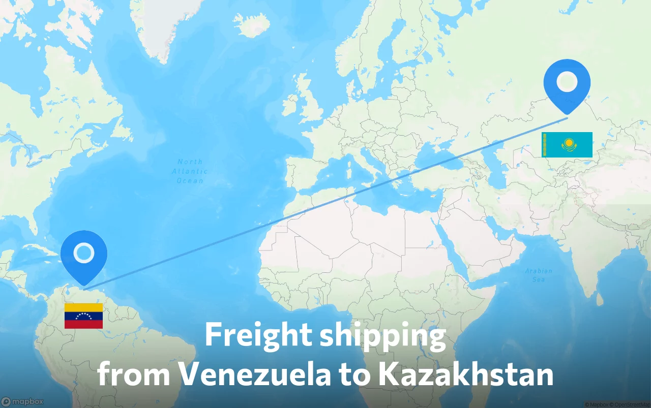 Shipping route from Venezuela to Kazakhstan