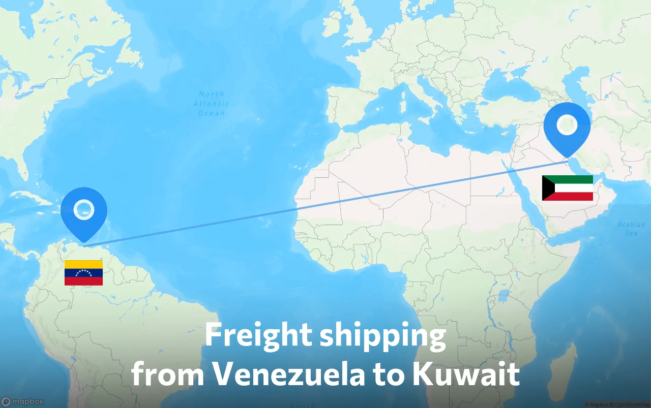 Shipping route from Venezuela to Kuwait