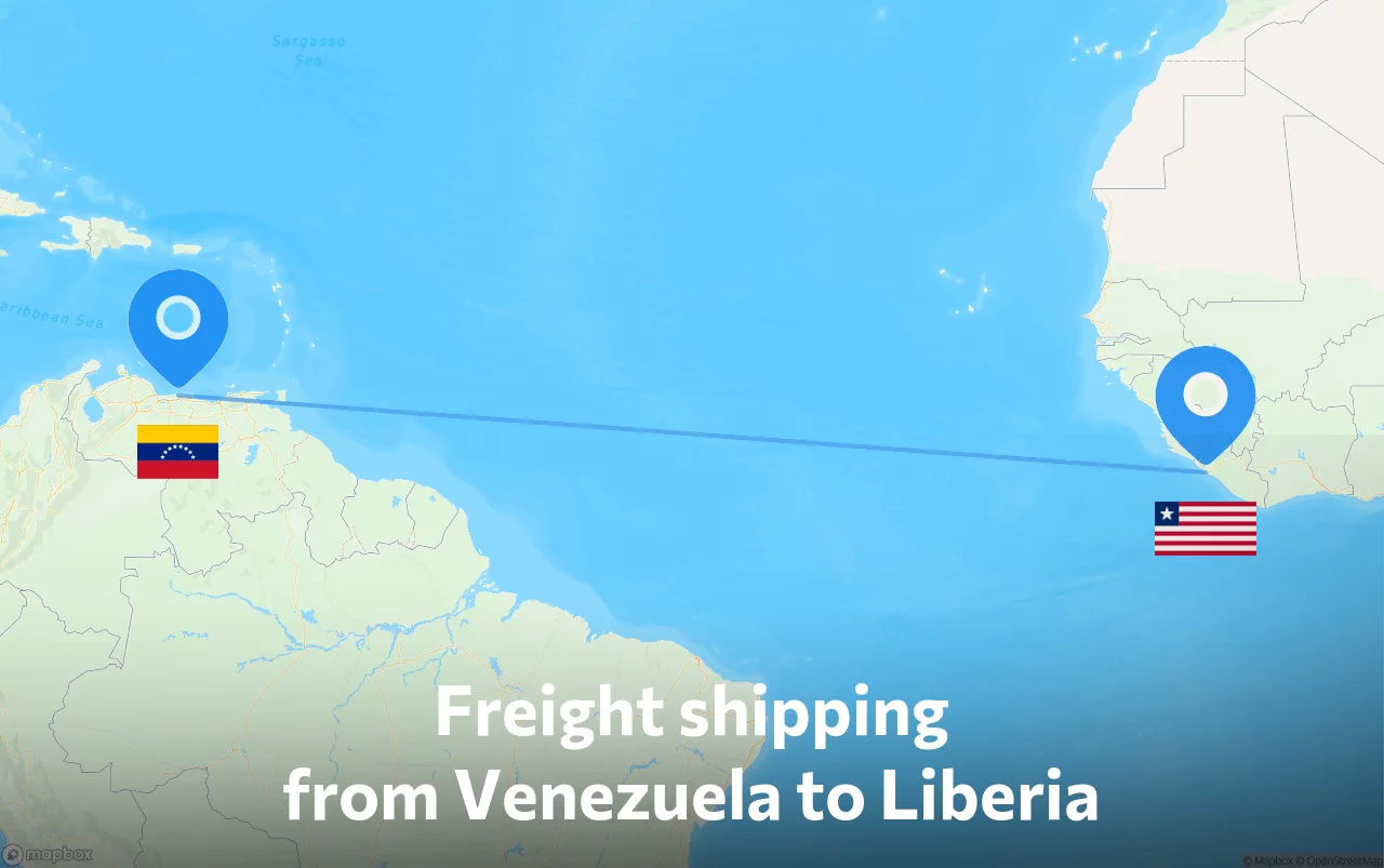 Shipping route from Venezuela to Liberia