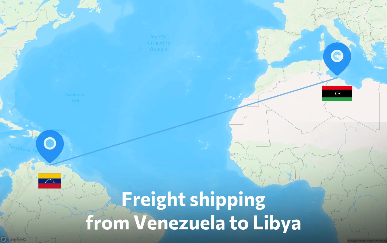 Shipping route from Venezuela to Libya