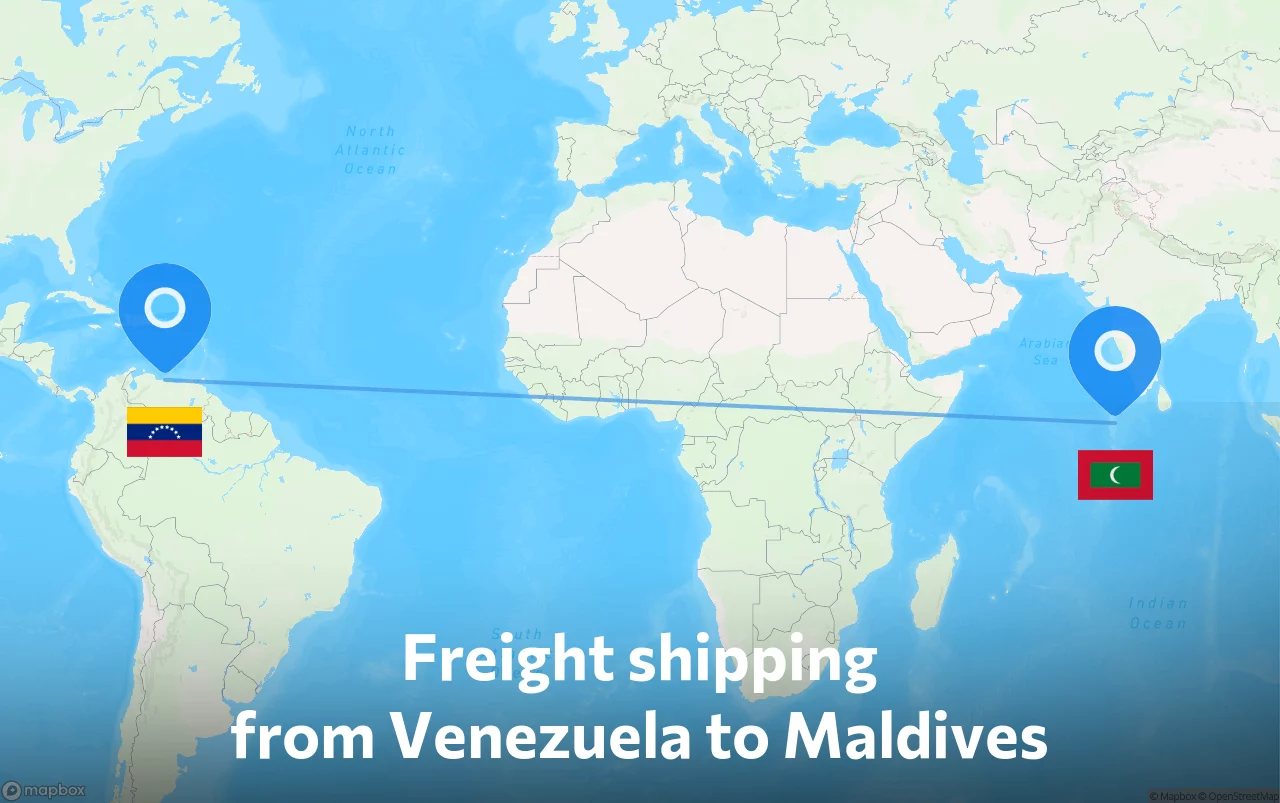 Shipping route from Venezuela to Maldives