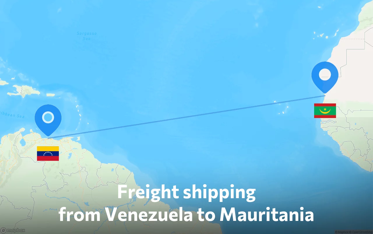 Shipping route from Venezuela to Mauritania