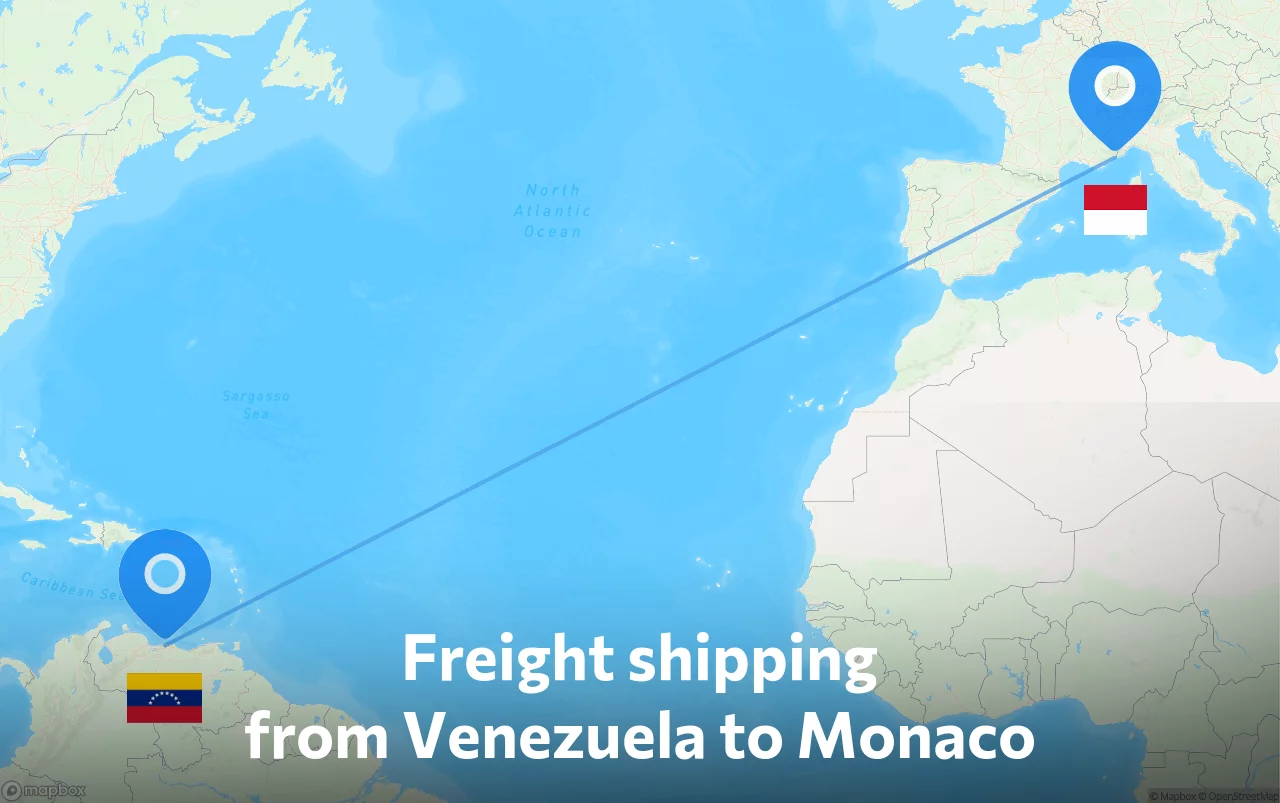 Shipping route from Venezuela to Monaco