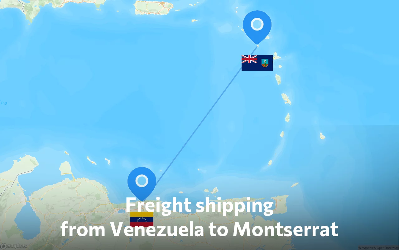 Shipping route from Venezuela to Montserrat