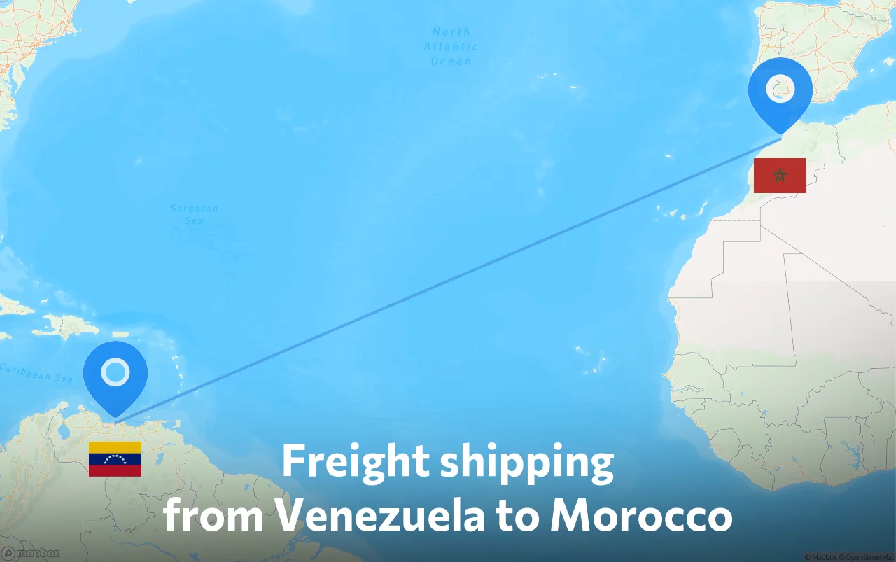 Shipping route from Venezuela to Morocco