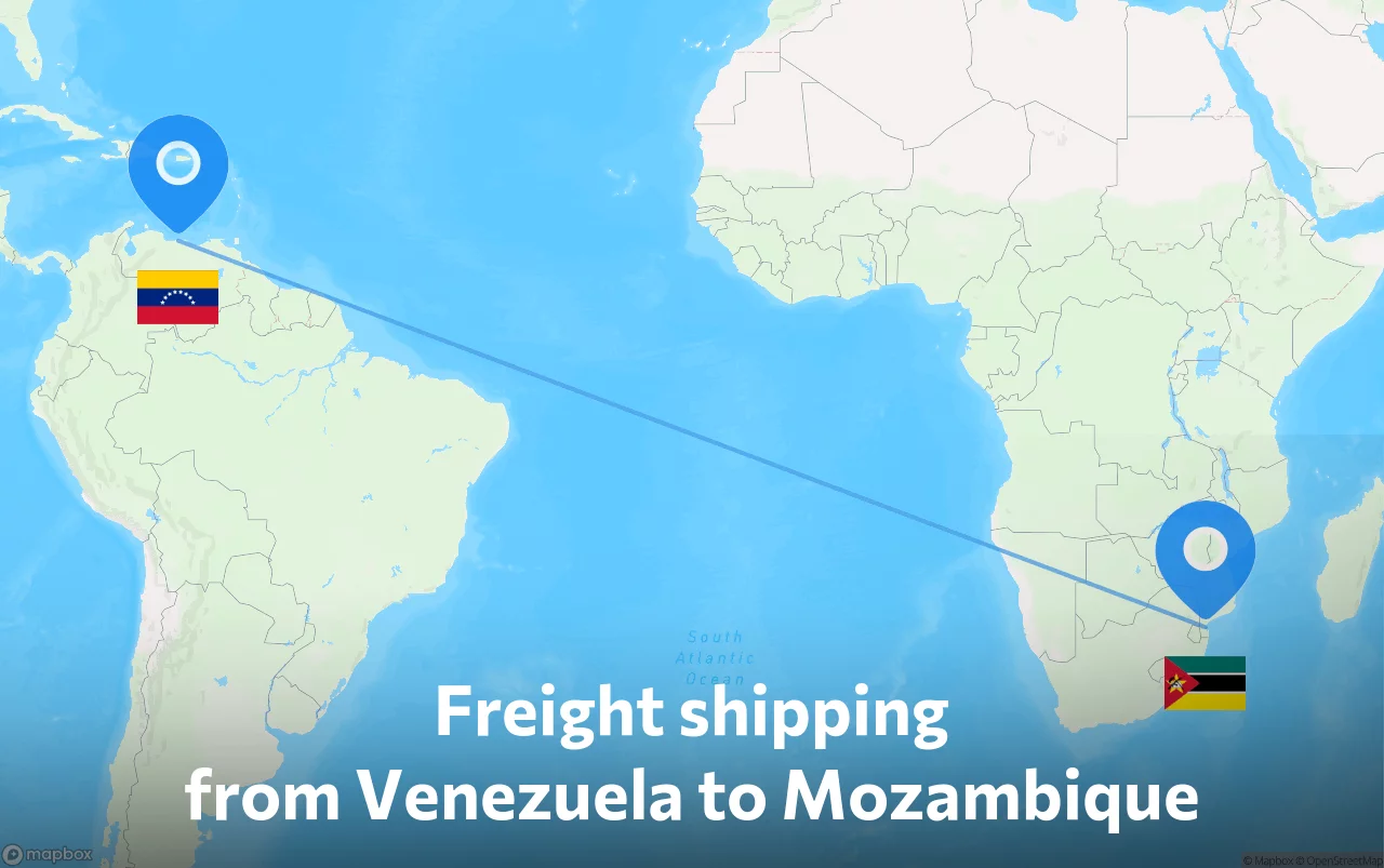 Shipping route from Venezuela to Mozambique