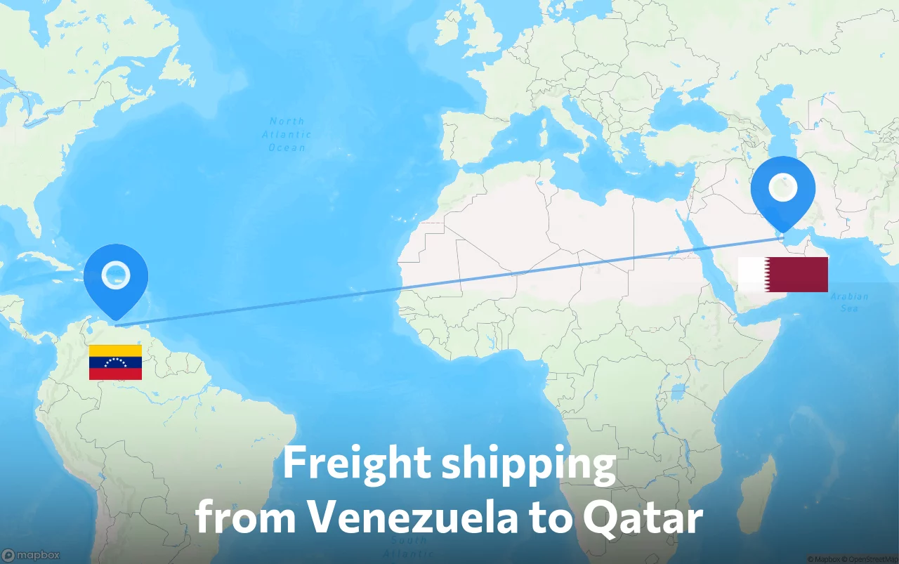 Shipping route from Venezuela to Qatar