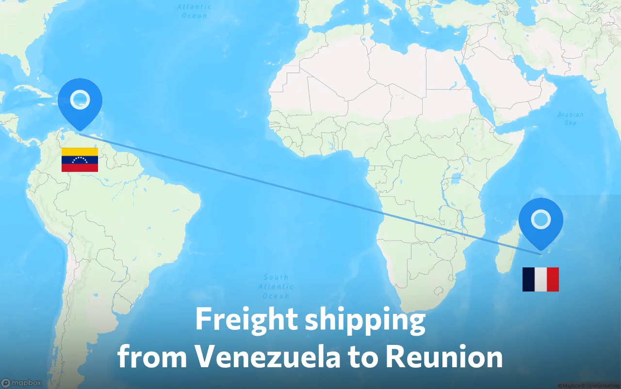 Shipping route from Venezuela to Reunion