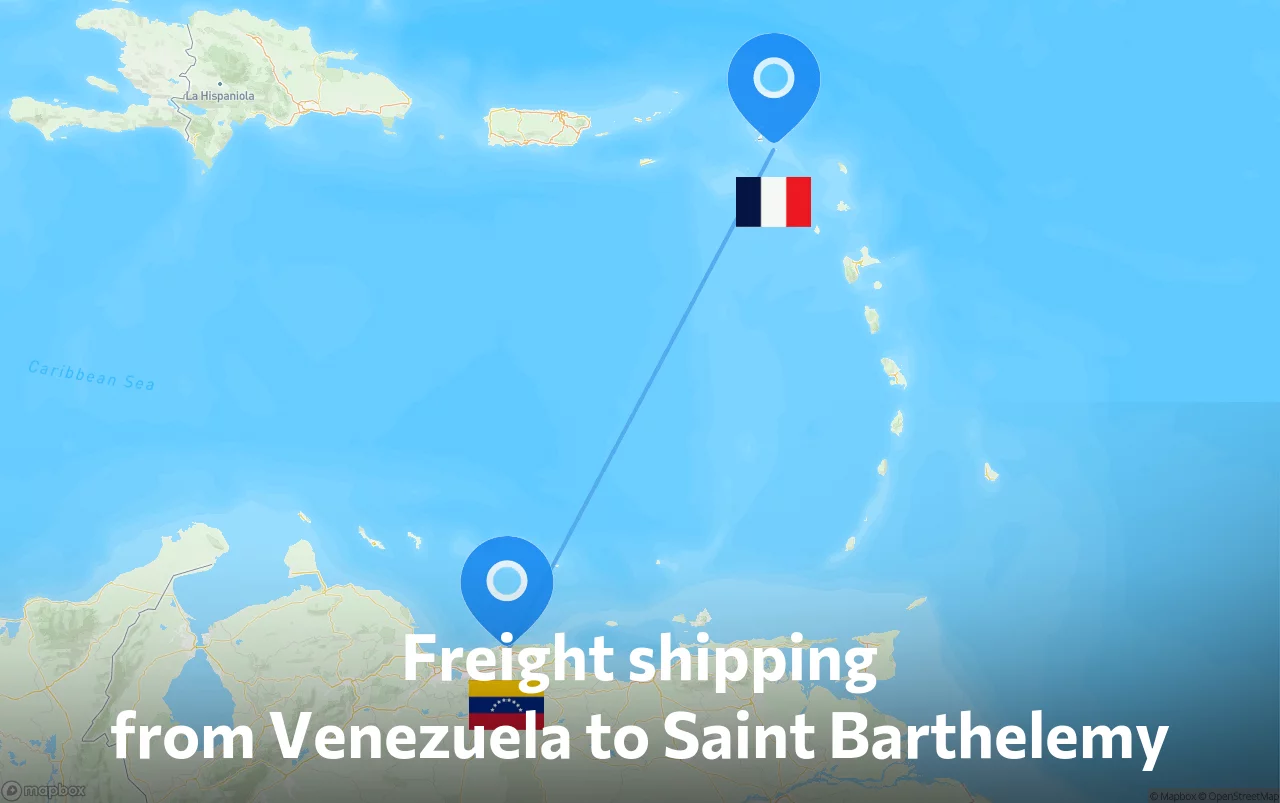 Shipping route from Venezuela to Saint Barthelemy