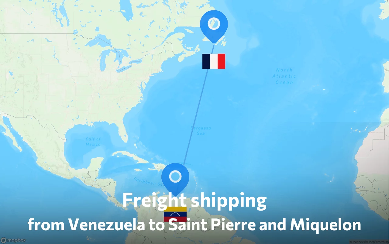 Shipping route from Venezuela to Saint Pierre and Miquelon