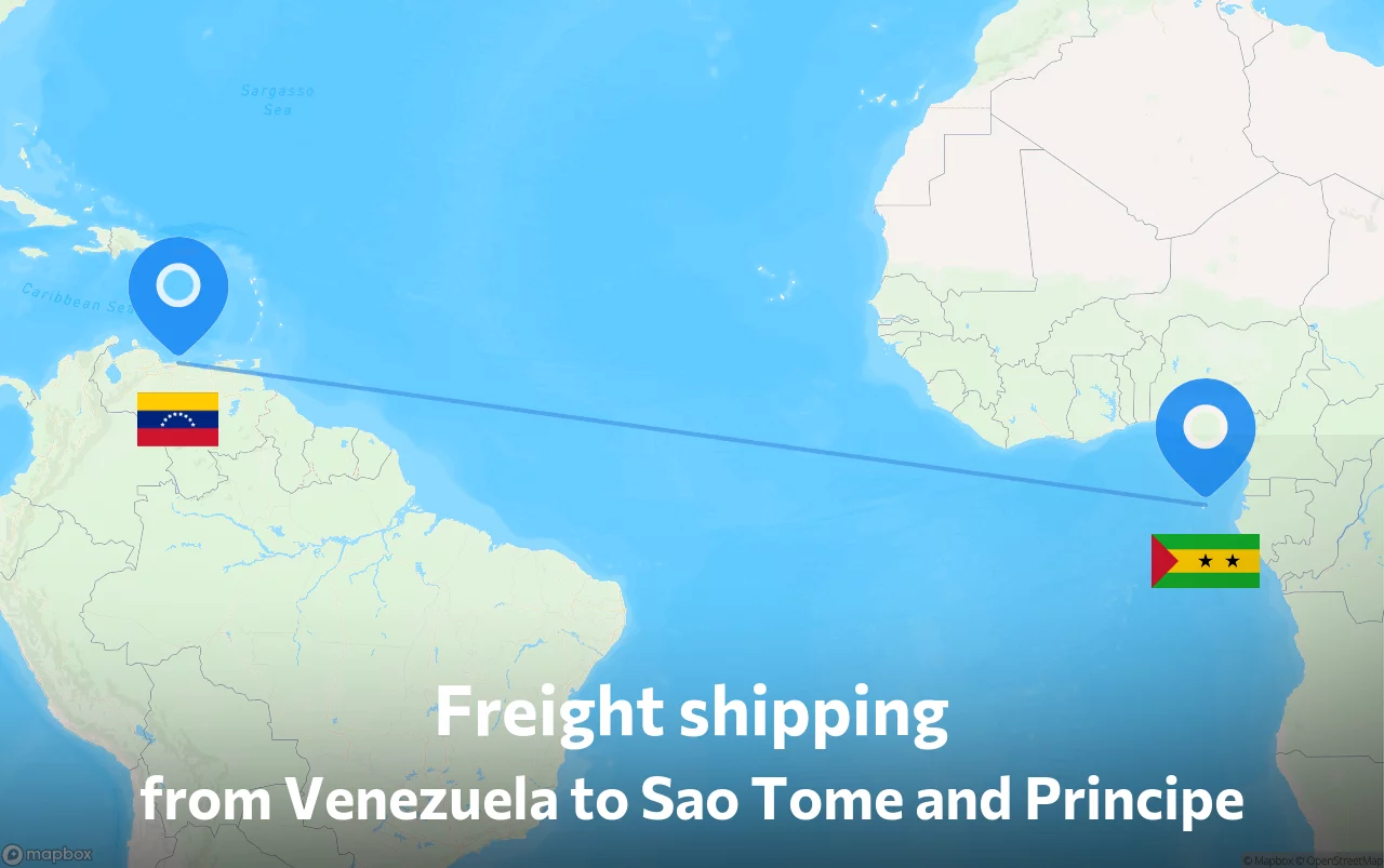 Shipping route from Venezuela to Sao Tome and Principe