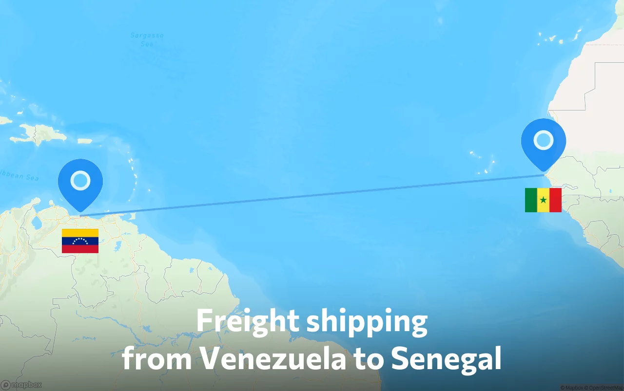 Shipping route from Venezuela to Senegal