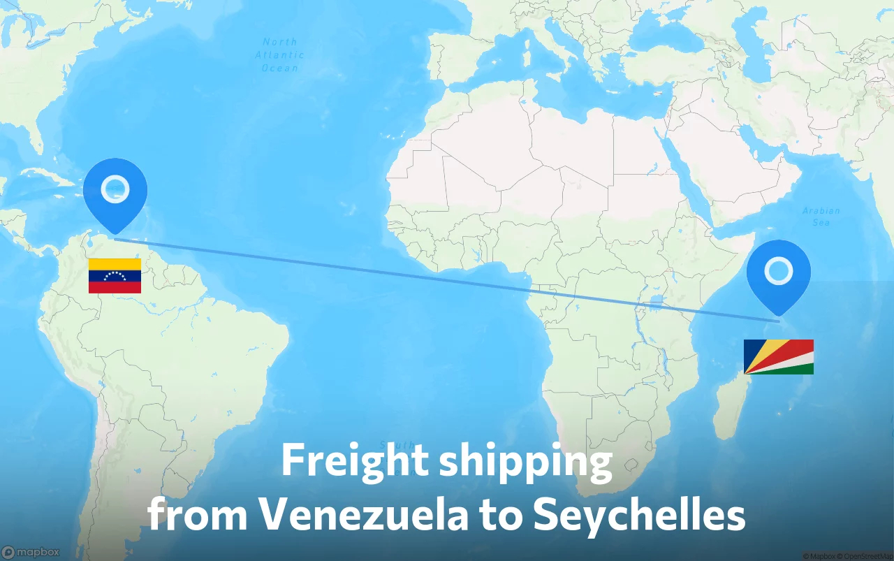 Shipping route from Venezuela to Seychelles