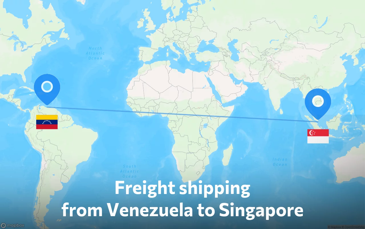 Shipping route from Venezuela to Singapore