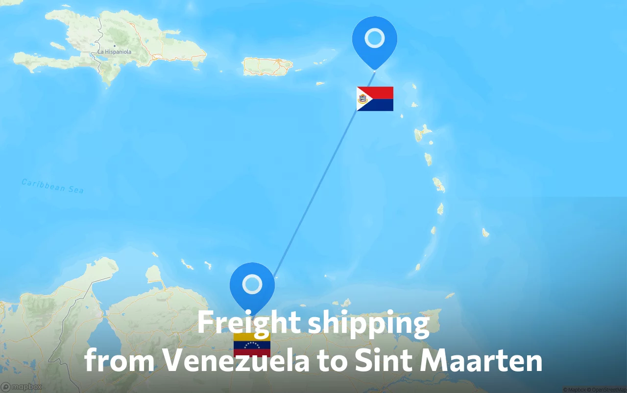Shipping route from Venezuela to Sint Maarten