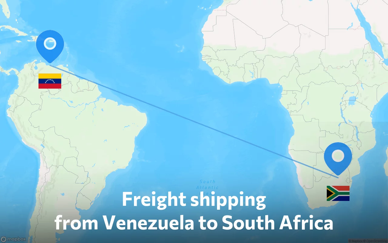 Shipping route from Venezuela to South Africa