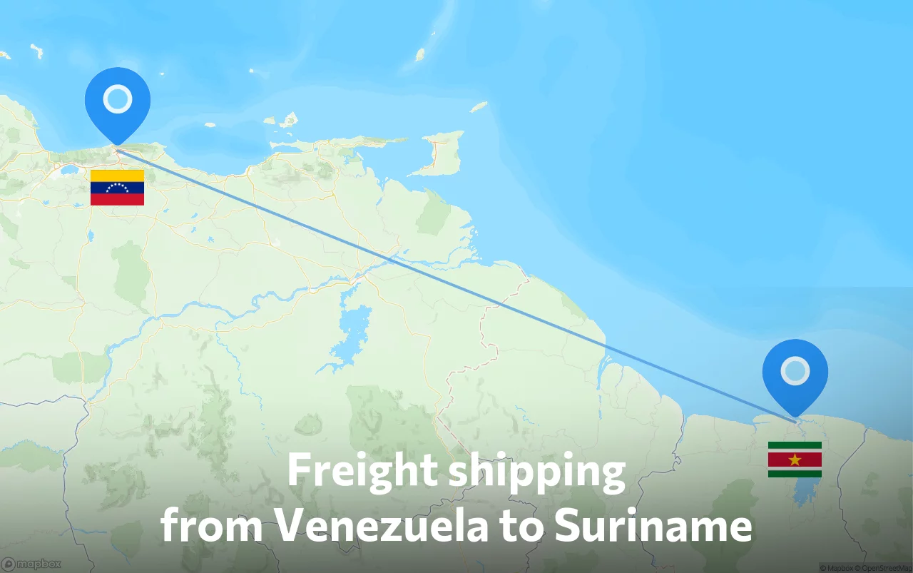 Shipping route from Venezuela to Suriname