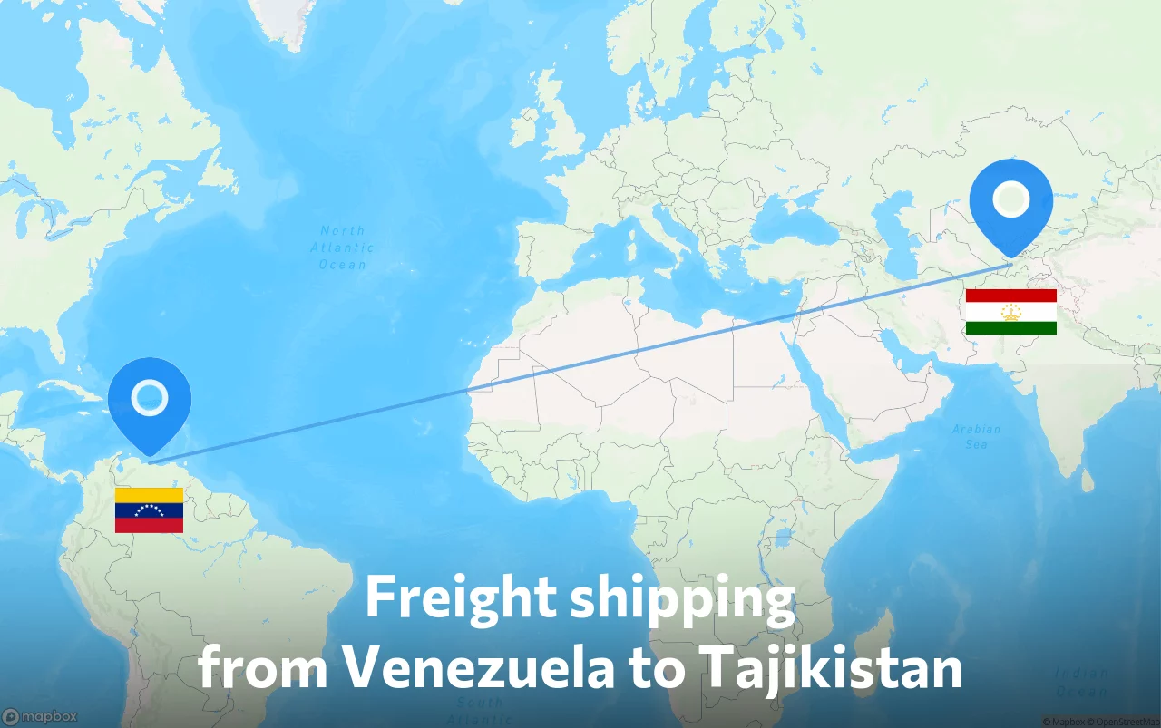Shipping route from Venezuela to Tajikistan
