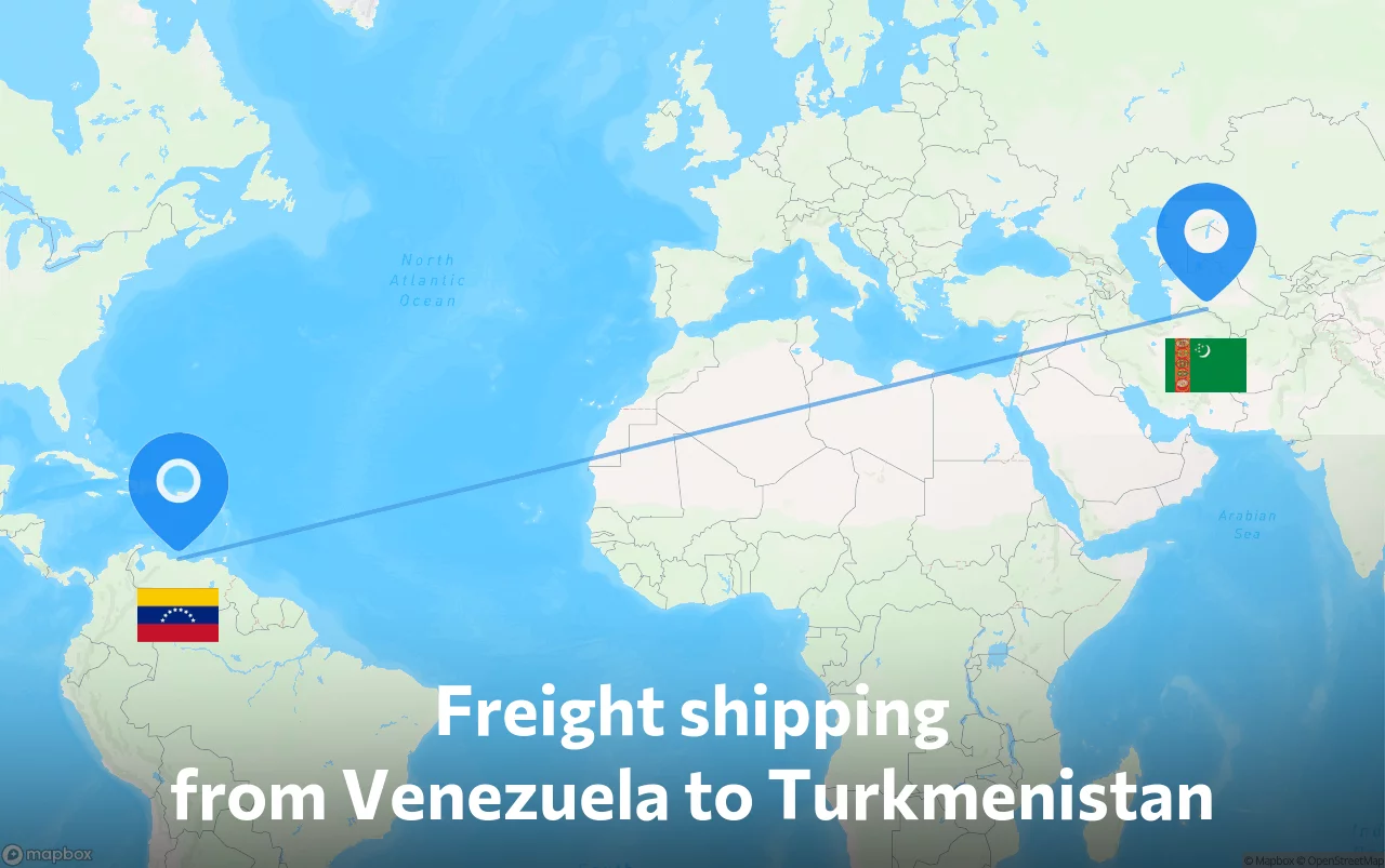 Shipping route from Venezuela to Turkmenistan
