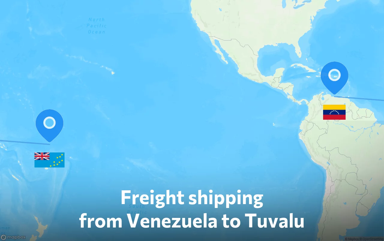 Shipping route from Venezuela to Tuvalu