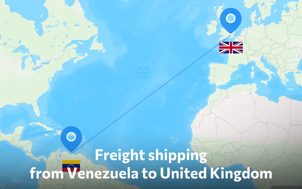 Shipping route from Venezuela to United Kingdom
