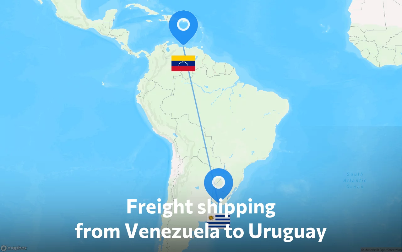 Shipping route from Venezuela to Uruguay