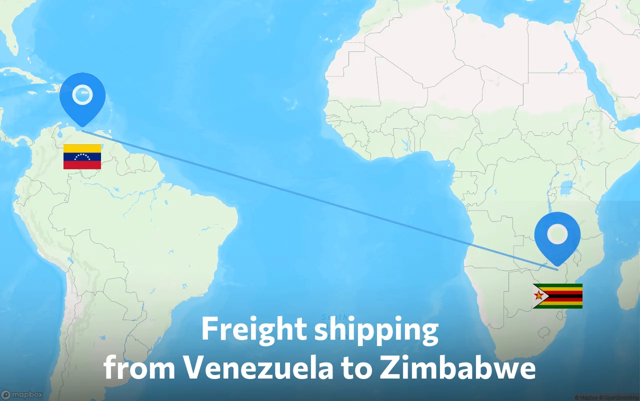 Shipping route from Venezuela to Zimbabwe