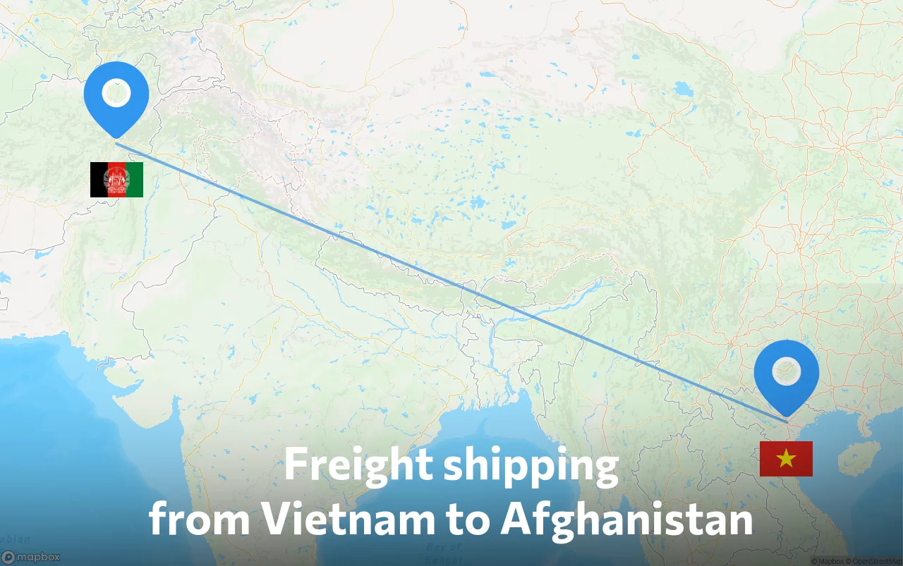 Shipping route from Vietnam to Afghanistan