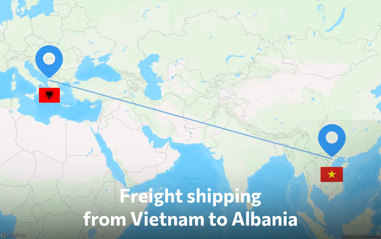 Shipping route from Vietnam to Albania