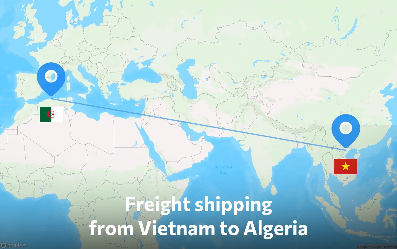 Shipping route from Vietnam to Algeria