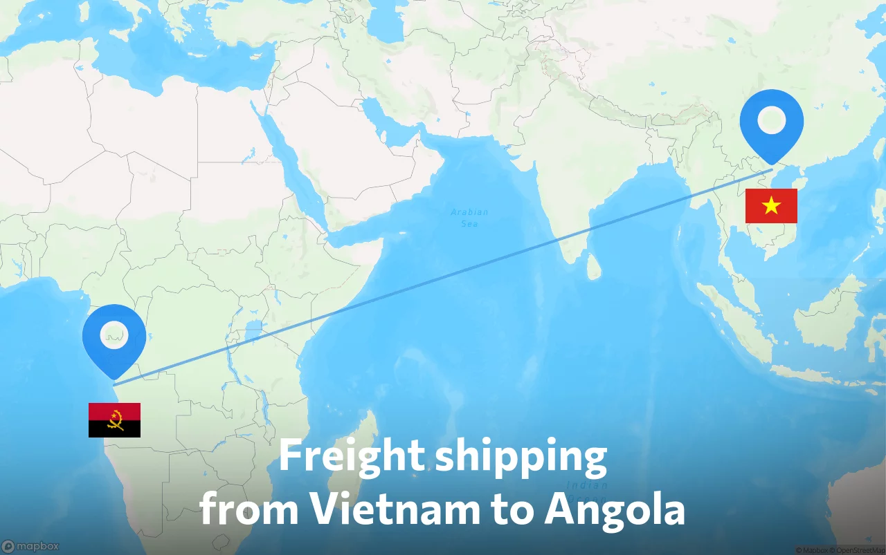 Shipping route from Vietnam to Angola