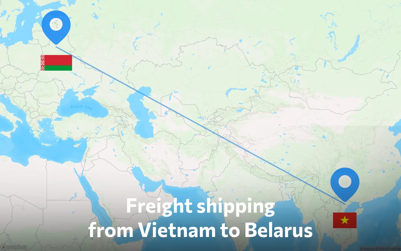 Shipping route from Vietnam to Belarus