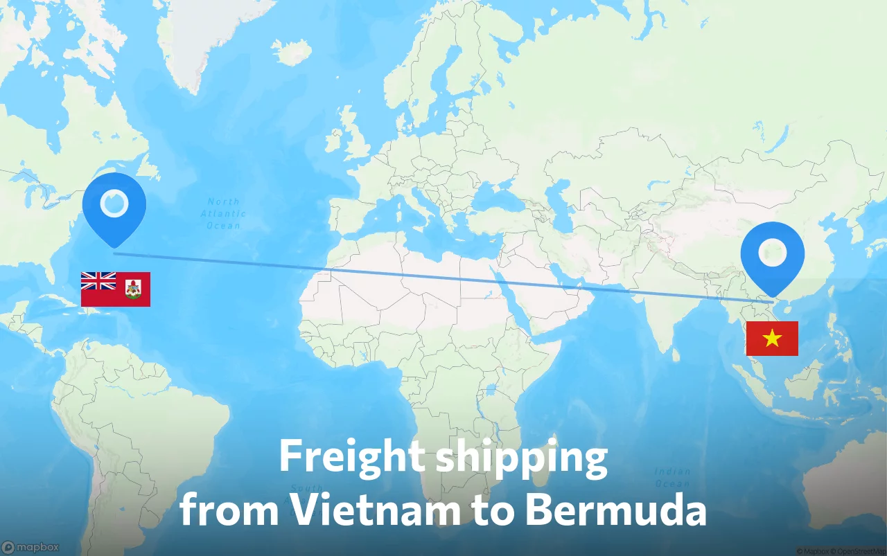 Shipping route from Vietnam to Bermuda