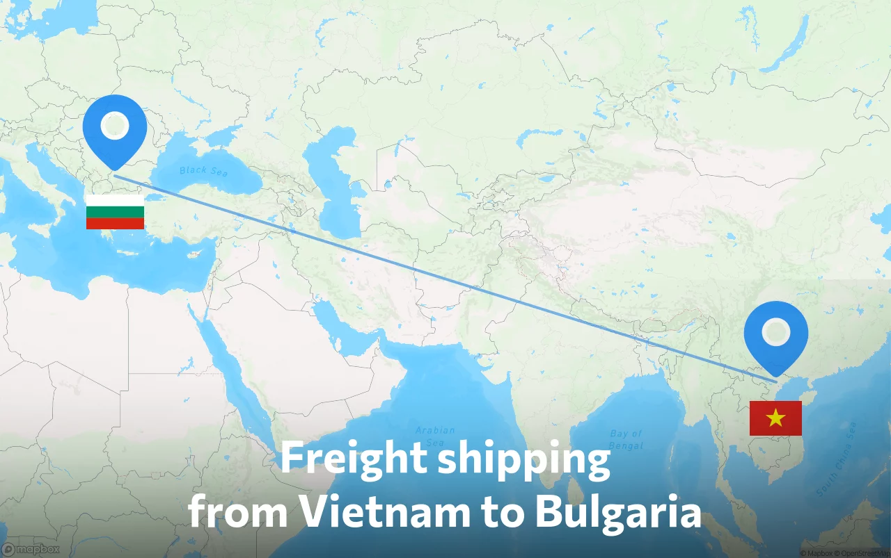 Shipping route from Vietnam to Bulgaria