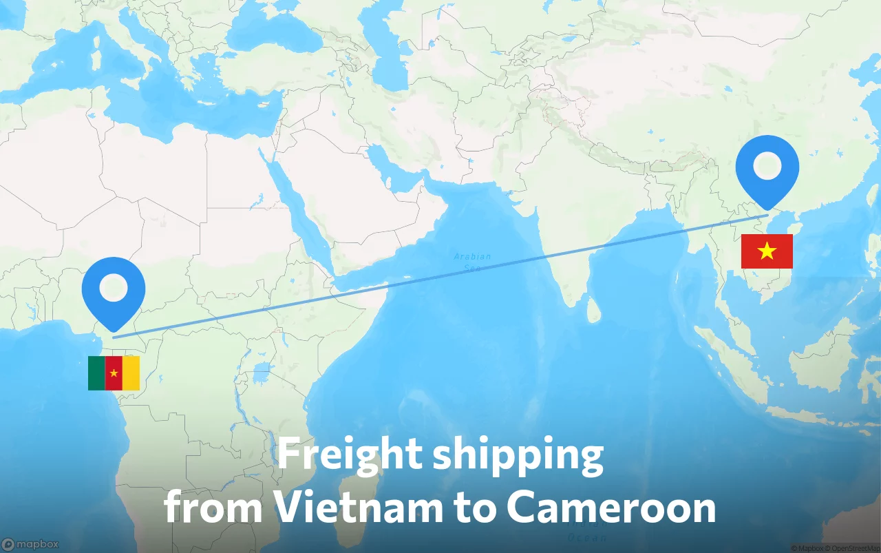 Shipping route from Vietnam to Cameroon