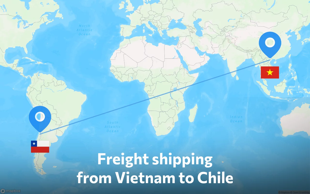 Shipping route from Vietnam to Chile