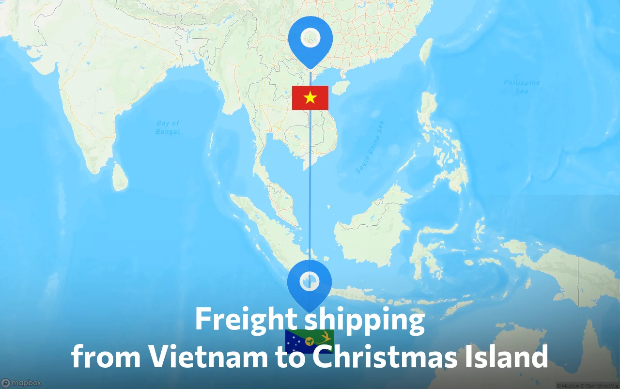 Shipping route from Vietnam to Christmas Island