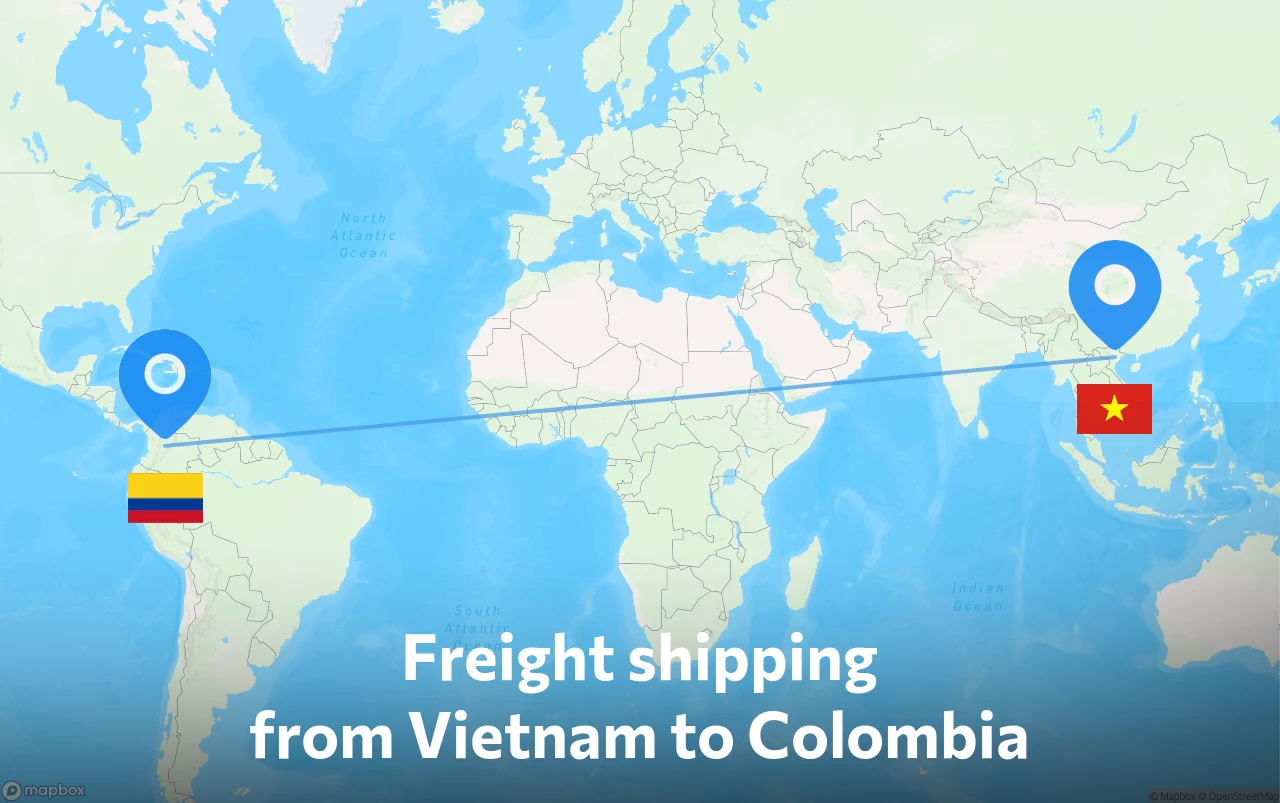 Shipping route from Vietnam to Colombia