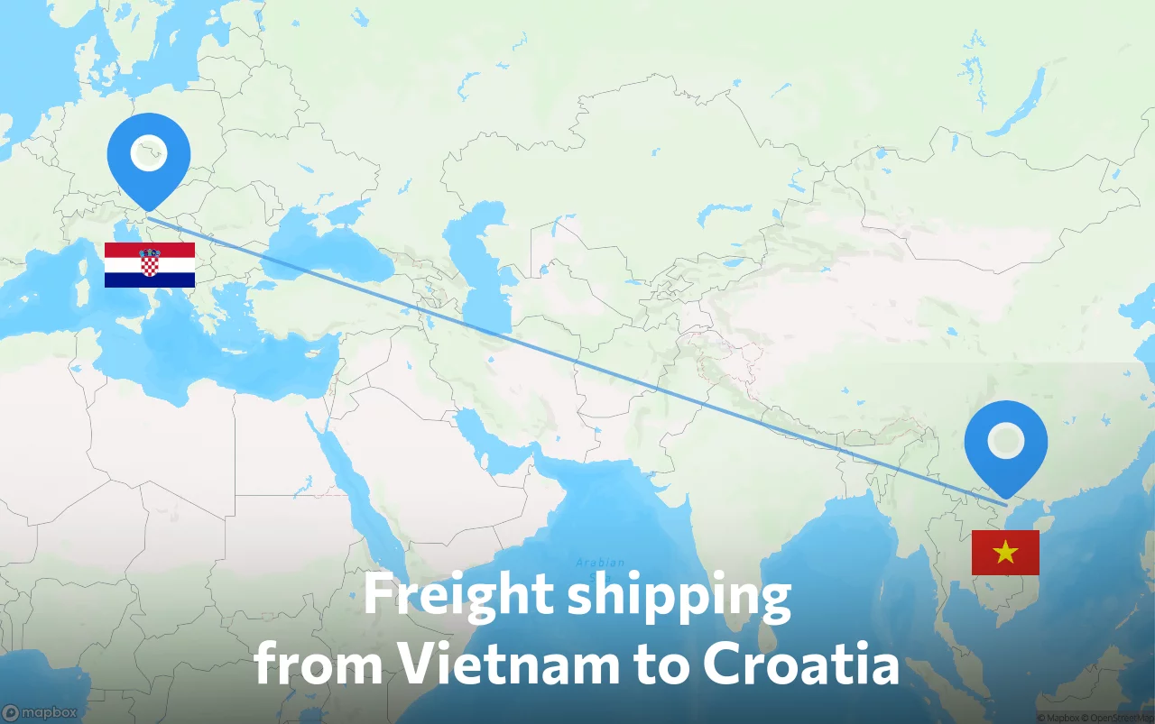 Shipping route from Vietnam to Croatia