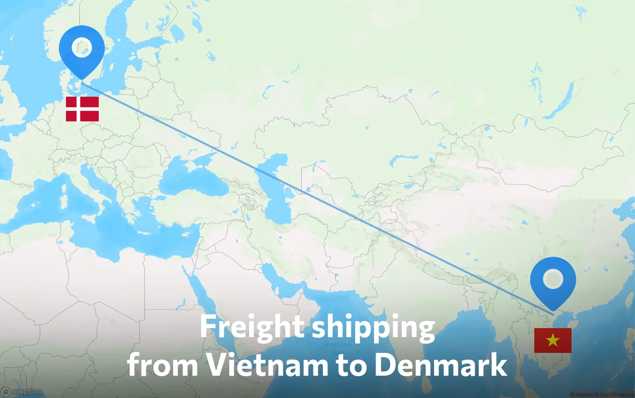 Shipping route from Vietnam to Denmark