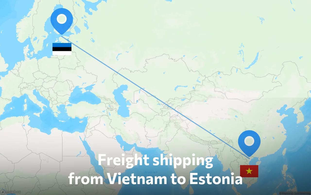 Shipping route from Vietnam to Estonia
