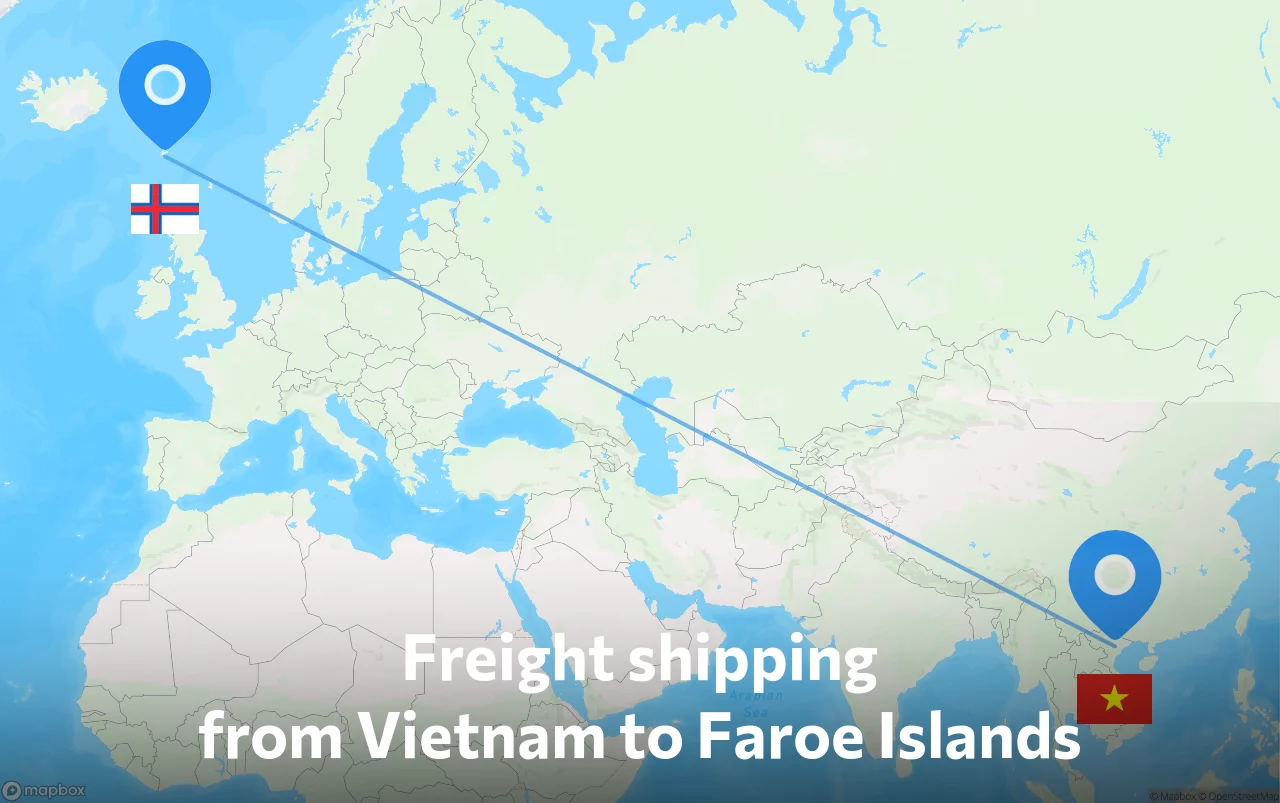 Shipping route from Vietnam to Faroe Islands