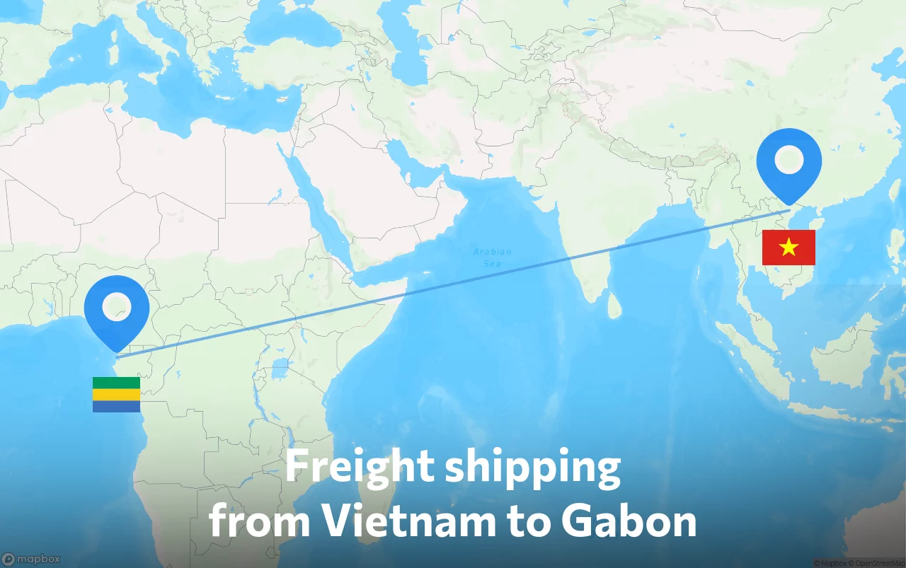 Shipping route from Vietnam to Gabon