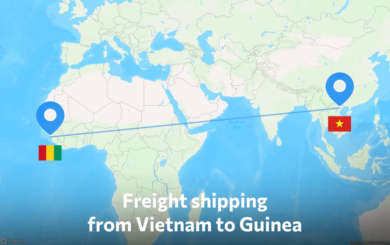 Shipping route from Vietnam to Guinea