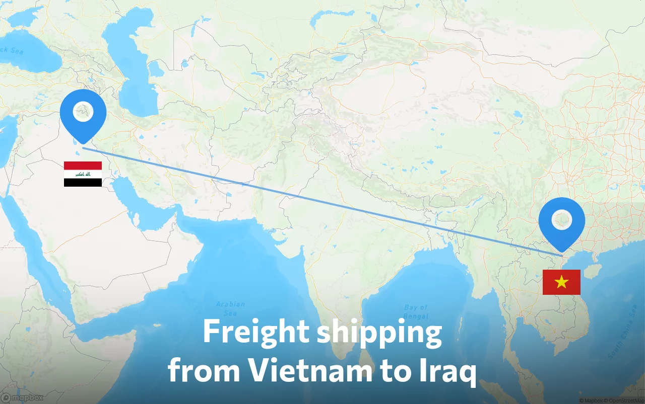 Shipping route from Vietnam to Iraq