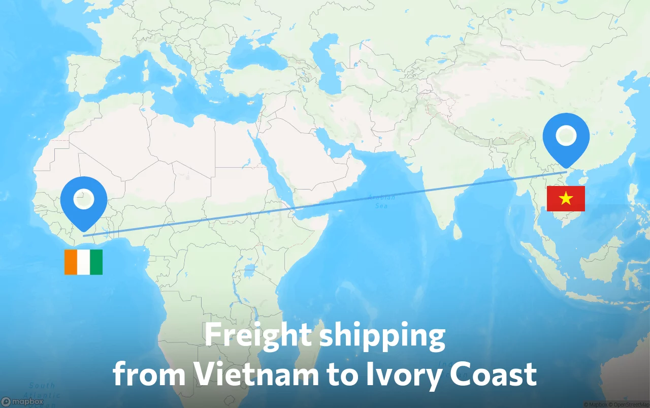 Shipping route from Vietnam to Ivory Coast